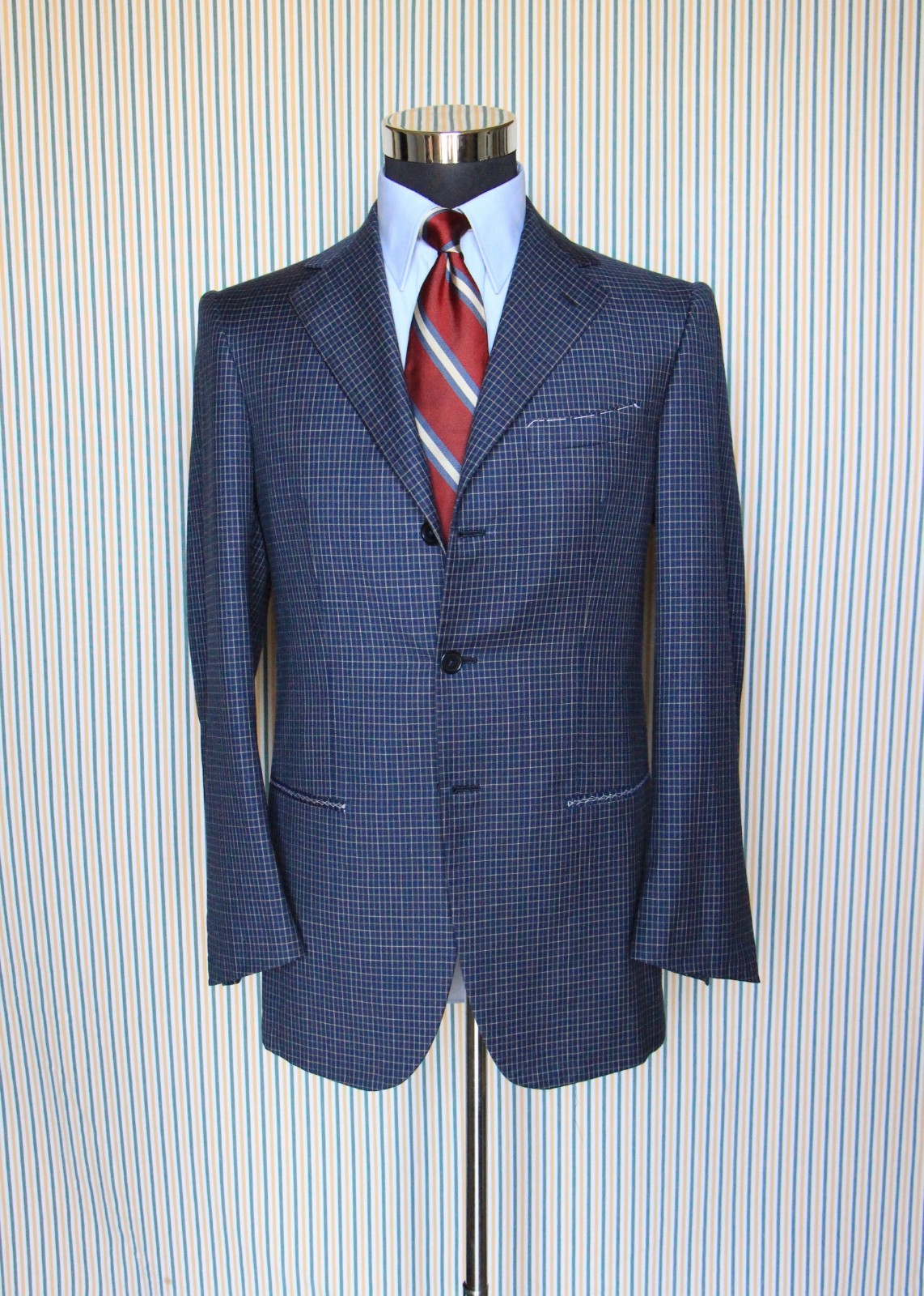 Sartoria Lapignola bespoke blue checked jacket 48EU/38UK NEW!