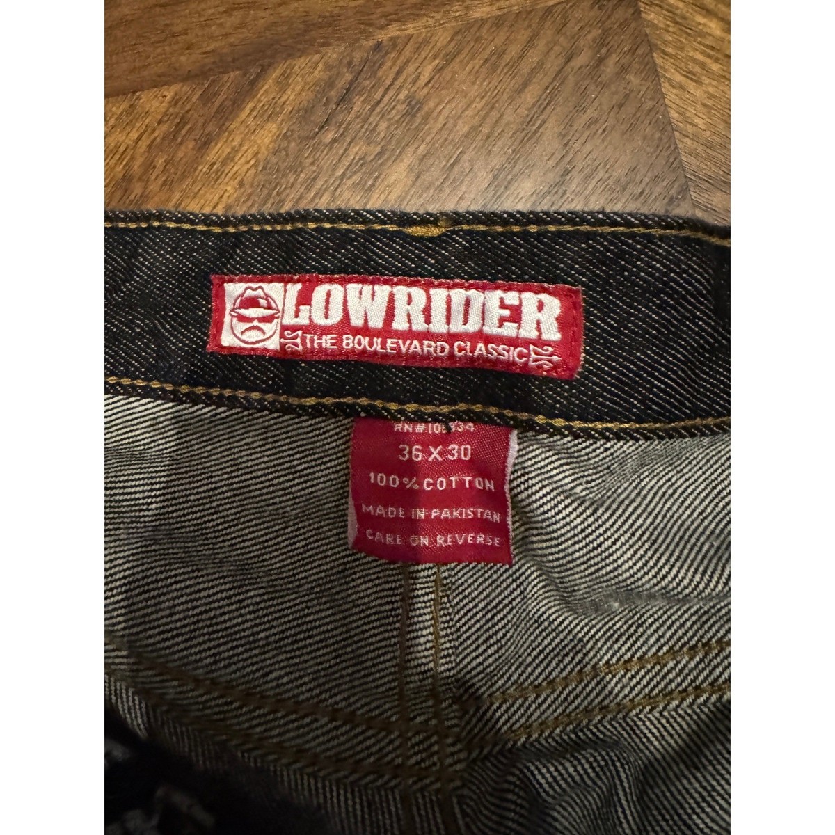Lowrider Classic Dark Wash Denim Jeans Mens 36x30 Cotton Straight