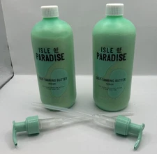 2 Isle Of Paradise Self Tanning Butter Hello Golden Glow 16.9 Fl Oz New + Pump