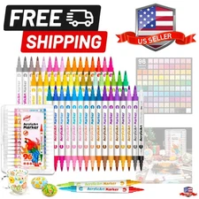 96 Colors Acrylic Paint Markers, 48 PCS Acrylic Paint Pens for Adult Coloring...