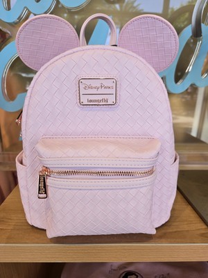 NWT!! Disney Parks Mickey Mouse Ear Pink Woven Loungefly Backpack 