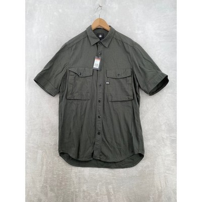 G-Star Raw Type C Straight Shirt Large Asphalt Grey Short Sleeve Utility NEW