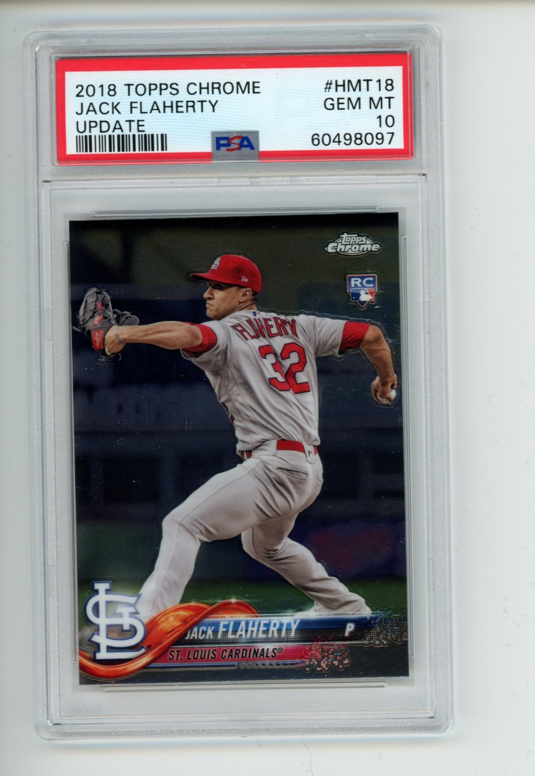 2018 Topps Chrome Update Jack Flaherty #HMT18 Rookie RC Cardinals PSA 10 (097)