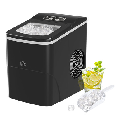 Schwarze Eismaschine 12 kg/24 H, kompakt 21,2 L x 29,5 B x 32,6 H cm, Home Office Einsatz