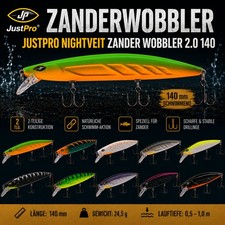 Zanderwobbler JustPro Nightveit Zander Wobble...