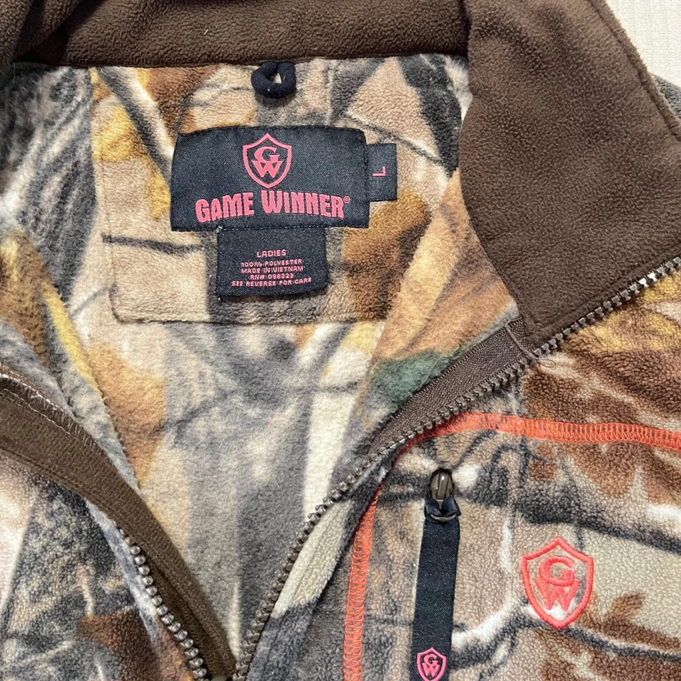 Game Winner Womens Camo Fleece Vest Full Zip Outdoor Hunting Hiking Size L - Image 3 of 4