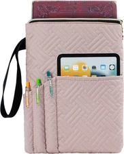 Book Sleeve with Zipper, 11"X9" Padded Book Protector, Washable Quilted Book Cov