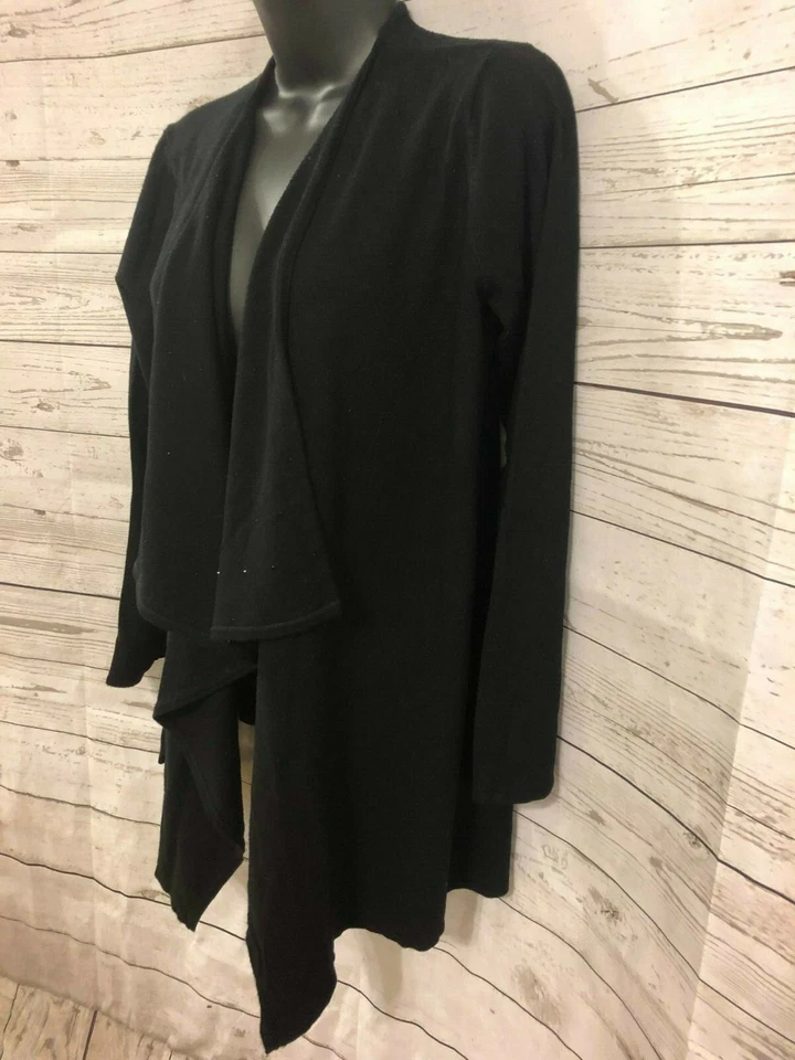 Cárdigan para mujer Naf Naf frente abierto con volantes negro mezcla de viscosa talla L grande  Foto 3 de 4