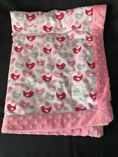 Just Born Pink And Gray Bird Baby Blanket Lovey Minky Dot