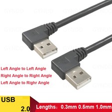 USB Cable A Male To A Male Right Angle 90  Plug High Speed 2.0 Lead 0.3m 0.5m 1m