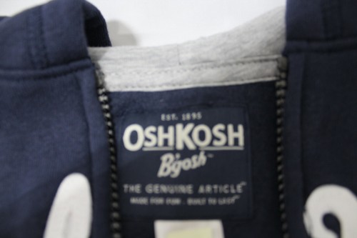 OshKosh Vintage Logo Hoodie Jacket Heather Gray, Navy Blue -Size 5T - Picture 10 of 10