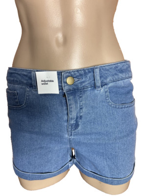 BNWT Girls Size 9 Anko Lovely Light Wash Blue Denim Shorts Adjustable Waist