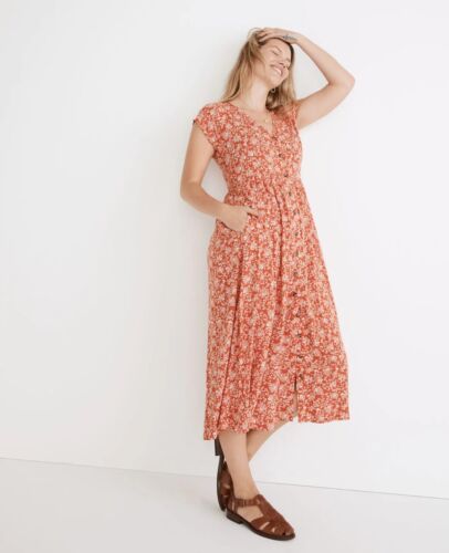 Madewell Button-Front Midi Dress Piazza Floral Medium