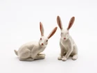 2 White Hare Rabbit Ceramic Figurines, Gifts for animal lovers, Pet owners