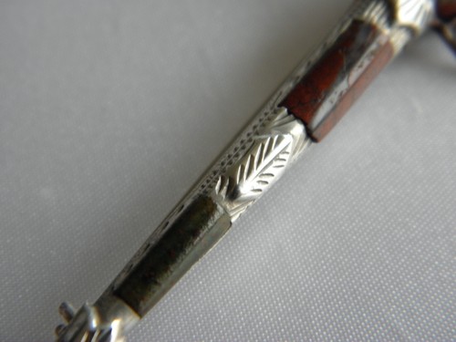 Lovely Sterling Silver Cutlass Sword Agate Vintage Scottish Brooch - Picture 3 of 13