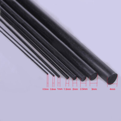 Carbon Fiber Round Bar Rod Dia.0.5mm 0.8mm 1mm 1.5mm 3mm 4mm X 200/400mm Length