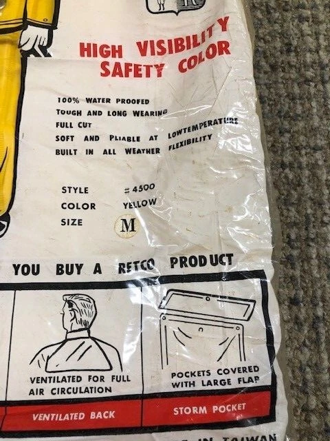 Adult's Deluxe Heavyweight PVC Rainsuit - Yellow Rain Top & Bottom Suit SIZE MED - Image 3 of 4