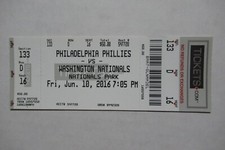 WASHINGTON NATIONALS VS PHILLIES 6/10/2016 FULL TICKET ~ TOMMY JOSEPH (2 HRs)