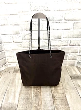 PRADA Medium CITY MORO BROWN TESSUTO Nylon Leather & Chain Straps # 29 EUC RARE!