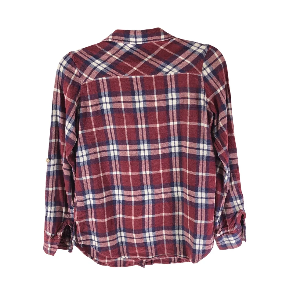 Camisa de franela a cuadros roja Charlotte Russe para mujer 100 % algodón bolsillos talla S Foto 2 de 4