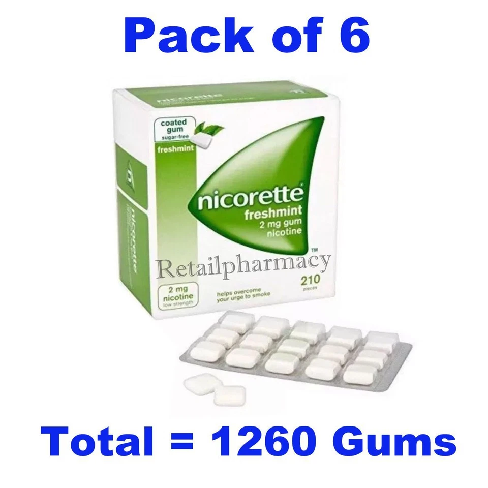 Nicorette Freshmint 2mg Kaugummi 210 Stück 6er Pack SCHNELLER VERSAND Ablauf 2027