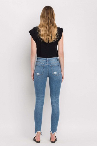 Flying Monkey - High Rise Ankle Step Hem Skinny Jeans - F4750 - Picture 7 of 12