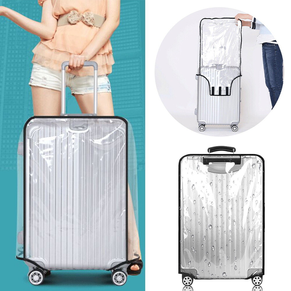 UK Clear PVC Waterproof Travel Luggage Cover Trolley Suitcase