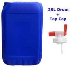 25L WATER JERRYCAN PLASTIC CONTAINER JERRICAN FOOD SAFE DRUM SCREW TAP CAP PUMP