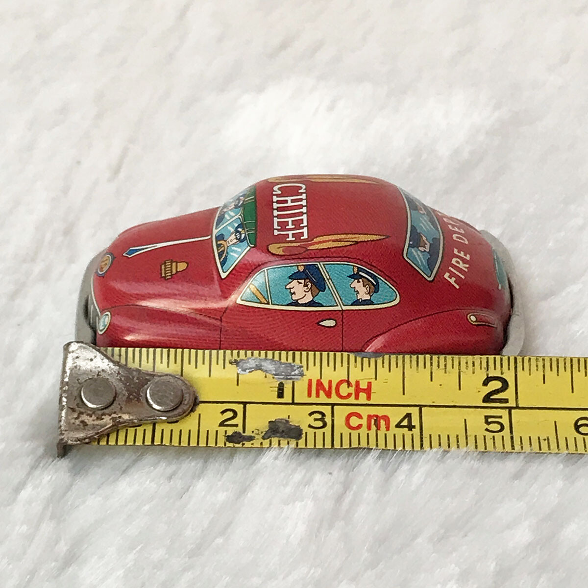ジャパンヴィンテージMaruha(1972年製) Vintage Miniature Litho Tin Car Toy Red Cars Chief Japan 60s