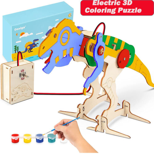 Electric Dinosaur Puzzle Toy 3D Coloring Puzzle Kids Self-Assembly Craft Puzzle - Picture 1 of 10