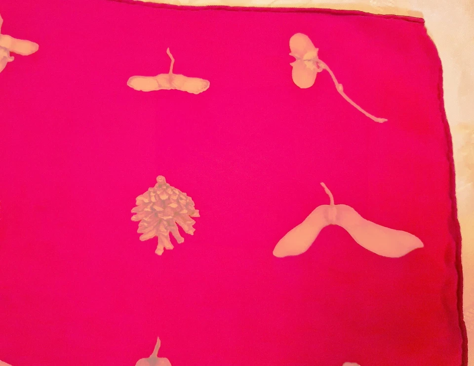 Bufanda Vintage Auténtica Bellota Semilla Cupula Rosa Seda Larga Mujer Foto 3 de 3