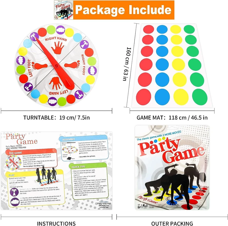 Twister Family Kid Children Classic Funny Party Body Game More Moves Indoor Game - Image 4 of 4