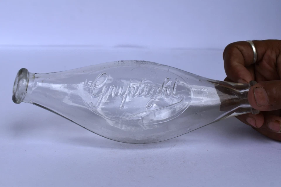 Vintage Griptight Latte Bottiglia Bambino Nutrimento Doppio Finale Banana Vetro - Immagine 2 di 4