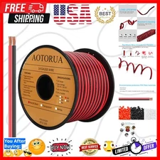 100FT 14/2 Gauge Red Black Cable Hookup Electrical Wire, 14AWG 2 Conductor 2 Col