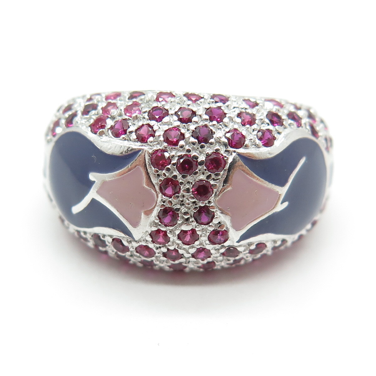 500 Silver Enamel & Lab-Created Ruby Tulip Flower… - image 3