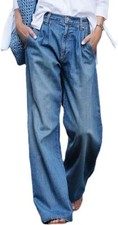Women Loose Wide Leg Jeans Denim Pants Palazzo Jeans Flare Gaucho Pants Lounge