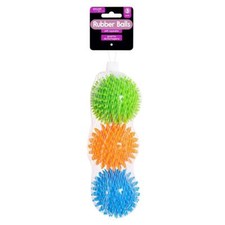 Pack of 3 or 9 Spiked Rubber Pet Balls Dog Puppy Fetch Catch Play Indoor Outdoor
