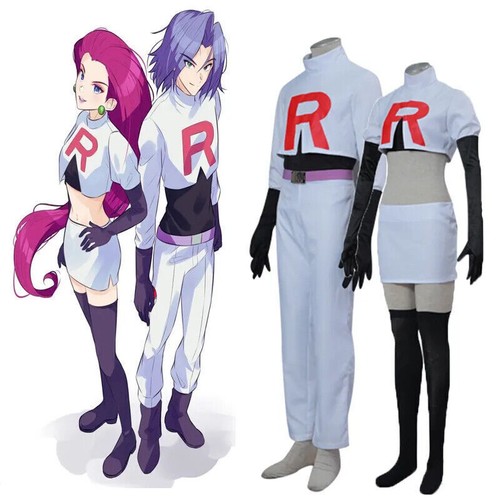 Anime Pokemon Cosplay Pocket Team Rocket Full Set Jessie James Costume Halloween - Picture 2 of 16