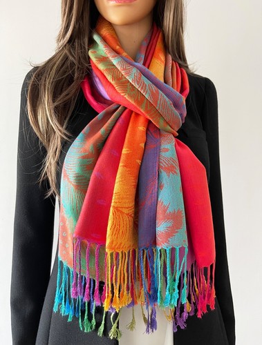 Ladies Long Bright Rainbow Multi Colour Bubble Dots Scarf Pashmina Shawl Scarves - Picture 12 of 175