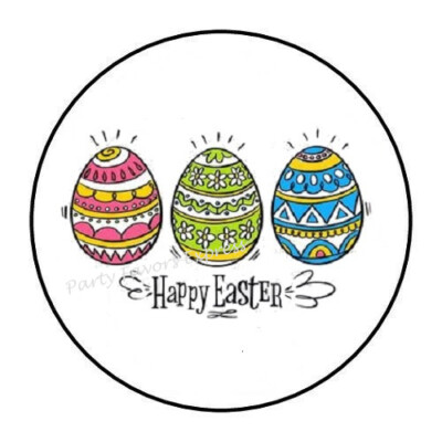 10cm Auto-Aufkleber Sticker Decal Laptop Farbe Happy Easter Eggs bunt Rund R2425