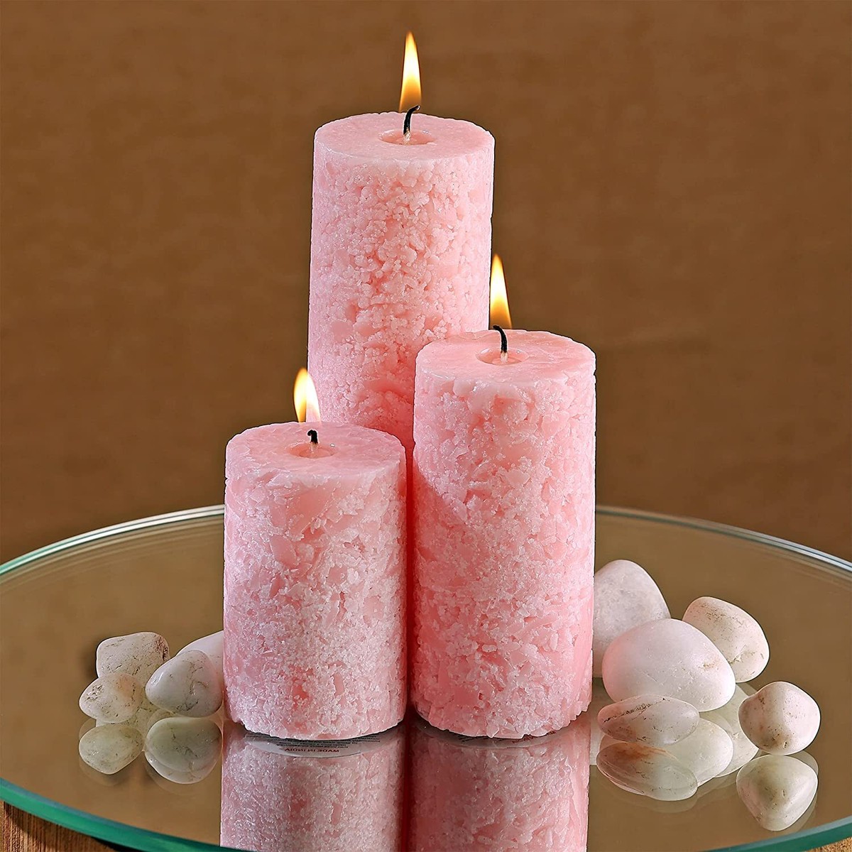 Scented Candles Fragrance Pillar Candle Marble Finish Set of