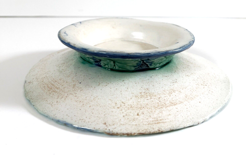 Antica composta con piedi di foglie di begonia in maiolica 19C anni 1880 c - Foto 5 di 7