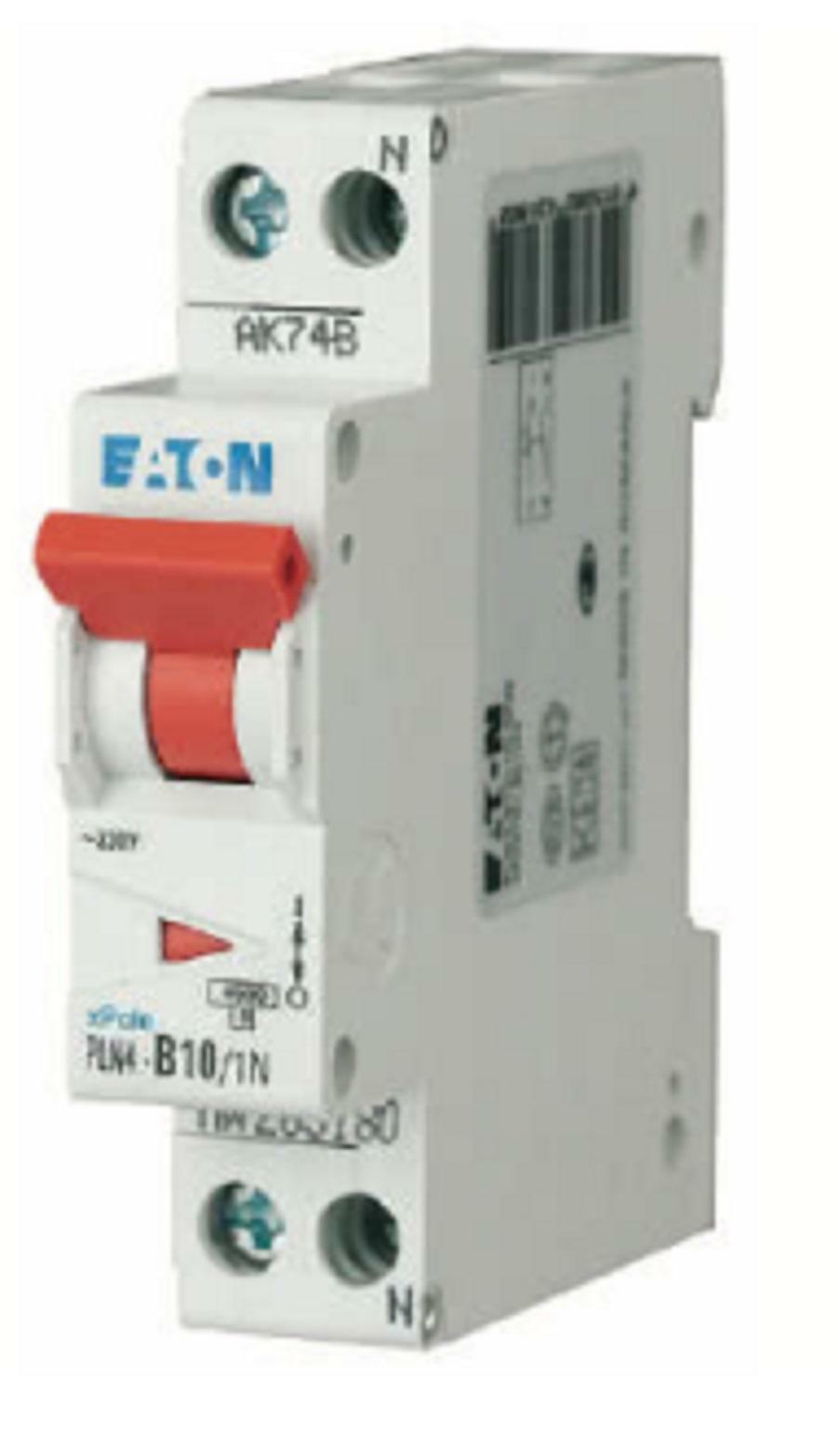 EATON INTERRUTTORE AUTOMATICO MODULARE MAGNETOTERMICO 1P+N 10A 4500 1M 263190