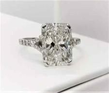 4.00CT Radiant Cut Moissanite Halo Wedding Engagement Ring 14K White Gold Plated