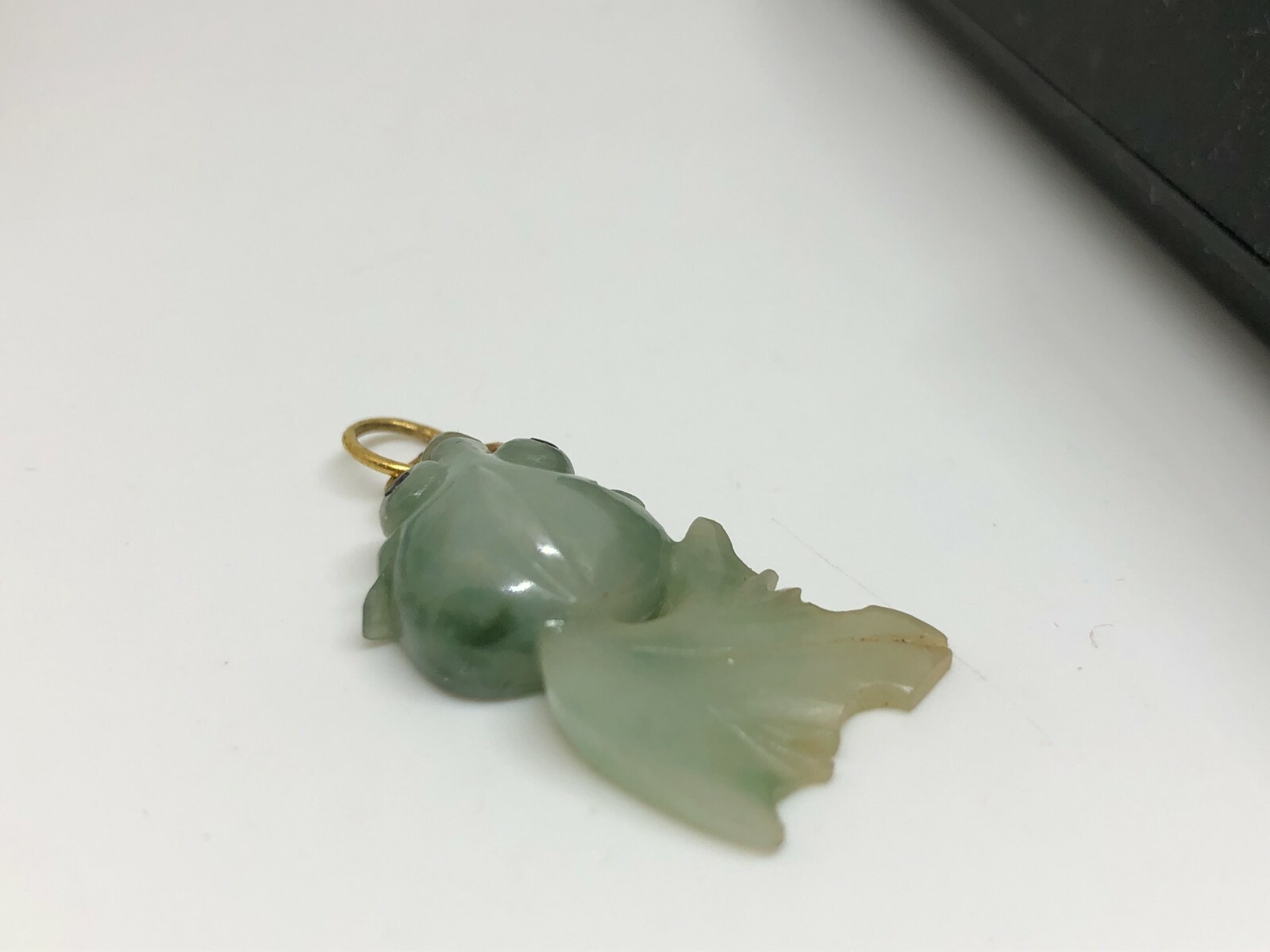 Antique solid gold Gold fish jade charm - image 5