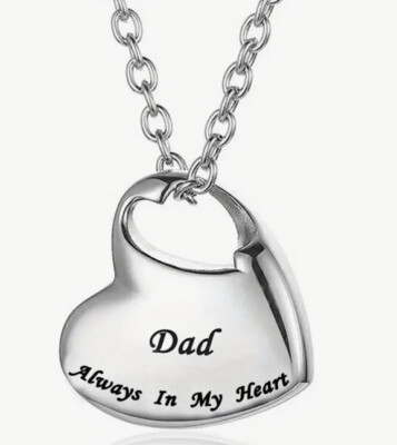 Urn Necklace DAD Stainless Steel Heart Keepsake Cremation