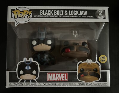 Black Bolt & Lockjaw Funko Pop Vinyl Figur 2 Pack GITD Exclusive Neu Marvel