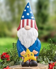 PATRIOTIC AMERICAN PRIDE STANDING GARDEN YARD GNOME LAWN ORNAMENT STATUE