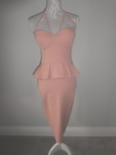 LADIES SIZE 10 BODYCON DRESS IN DEEP DUSKY PINK FROM BOOHOO