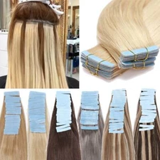 CLEARANCE Tape In Remy Human Hair Extensions Skin Weft Full Head US Stock 80PCS